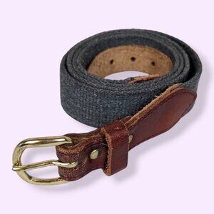 Red Leather & Grey Canvas Belt